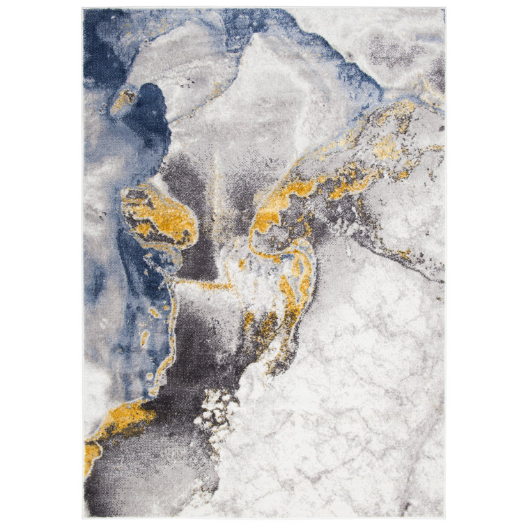 Fairmont Park Barnicle Abstract Machine Woven Flatweave Grey/White/Gold